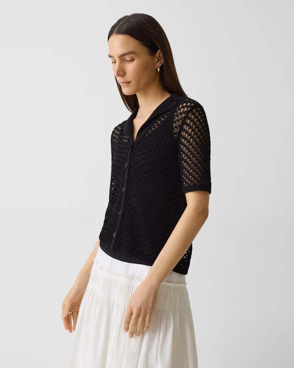 Short-Sleeve Camp Shirt in Sheen Cotton - Theory Factory Store