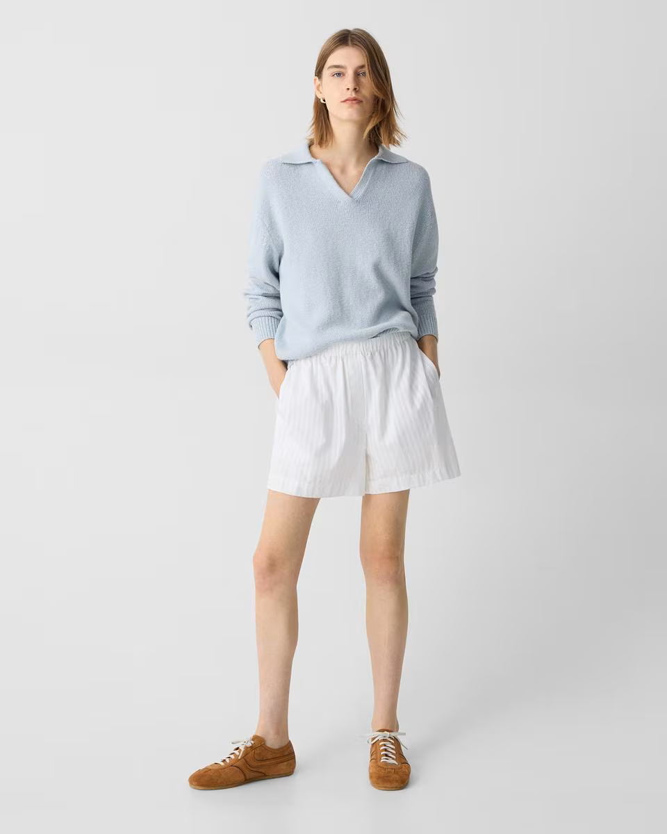 Boxer Short in Linear Cotton | Theory Factory Outlet - Theory Factory Store