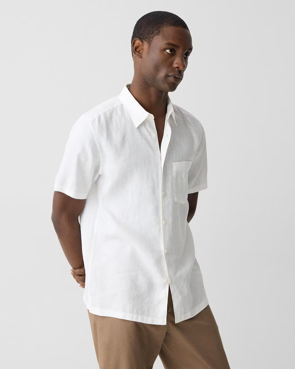 Irving Short-Sleeve Shirt in Relaxed Linen - Theory Factory Store
