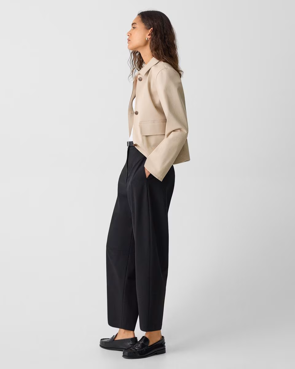 Cropped Barrel Pant in Stretch Wool - Theory Factory Store