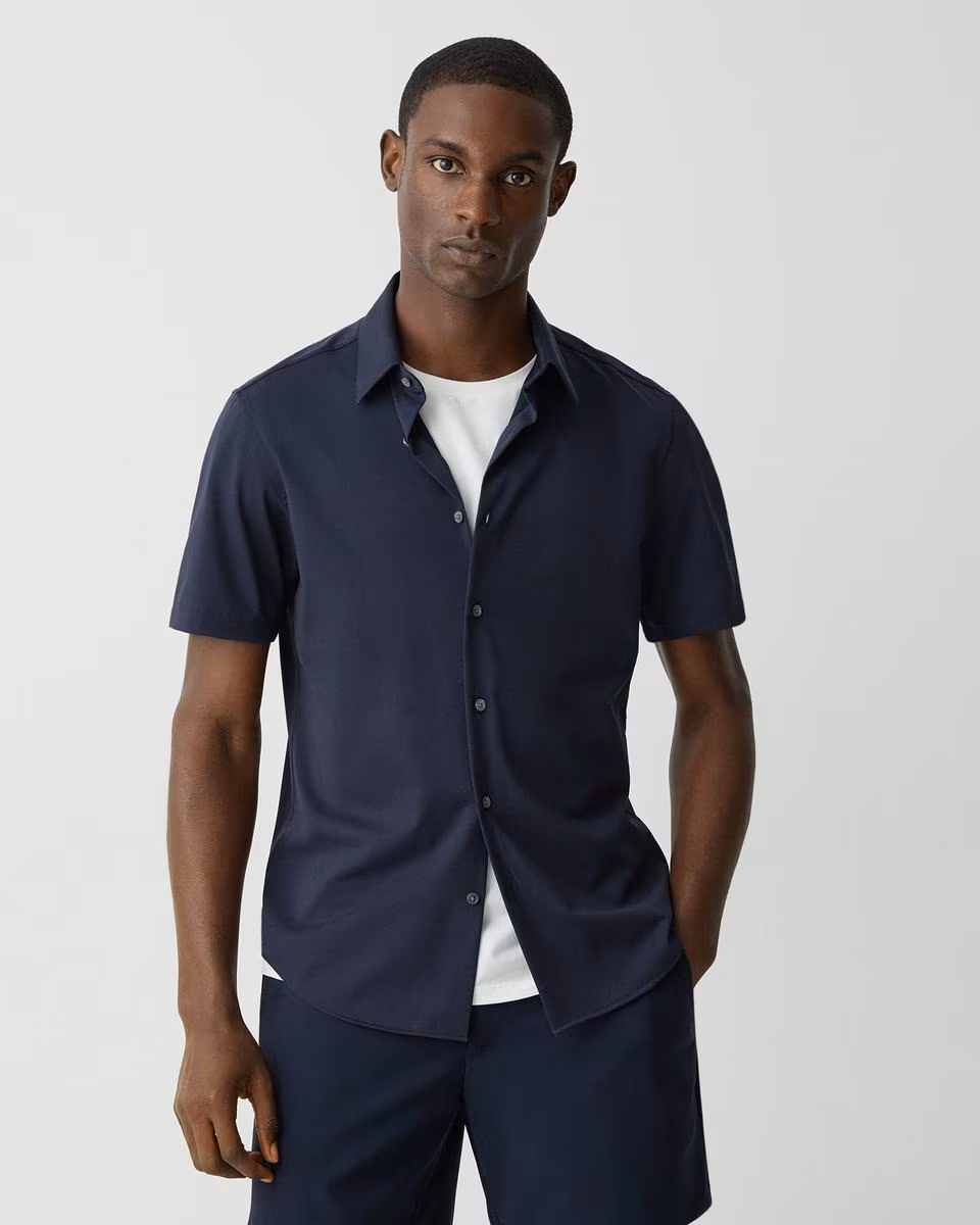 Irving Short-Sleeve Shirt in Structure Knit - Theory Factory Store
