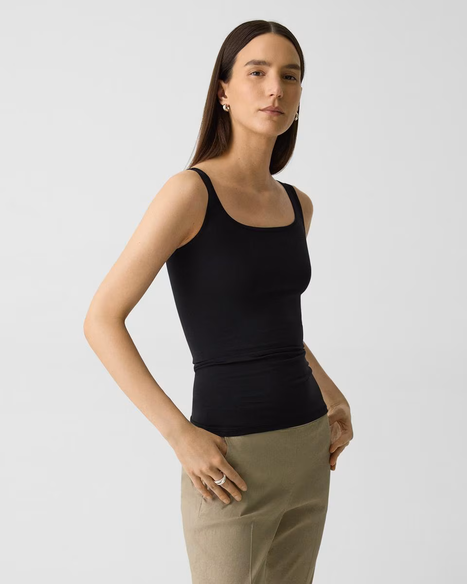 Scoop Neck Tank Top in Stretch Nylon - Theory Factory Store