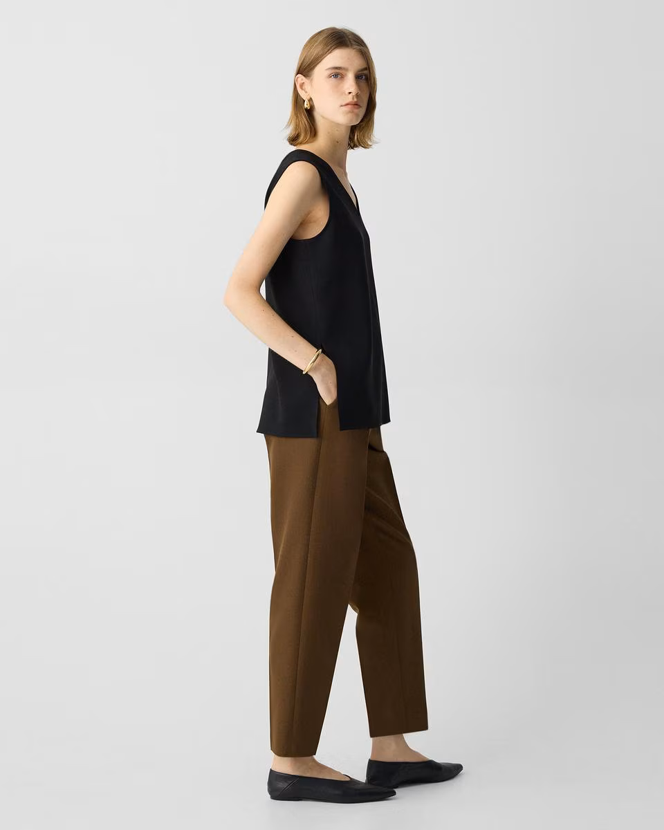 Tapered High-Rise Pant in Wool-Blend - Theory Factory Store