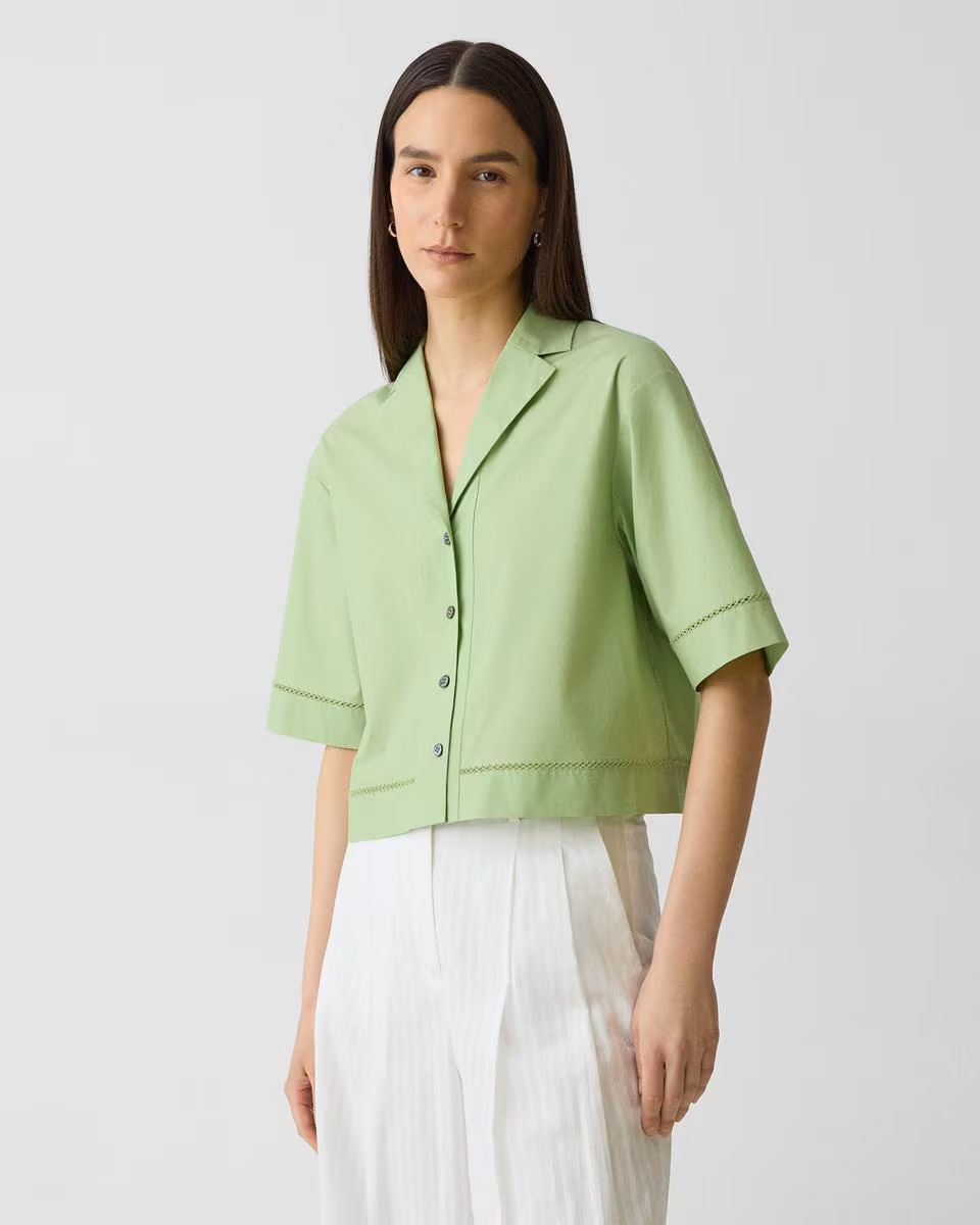 Boxy Camp Shirt in City Poplin | Theory Outlet Online - Theory Factory Store