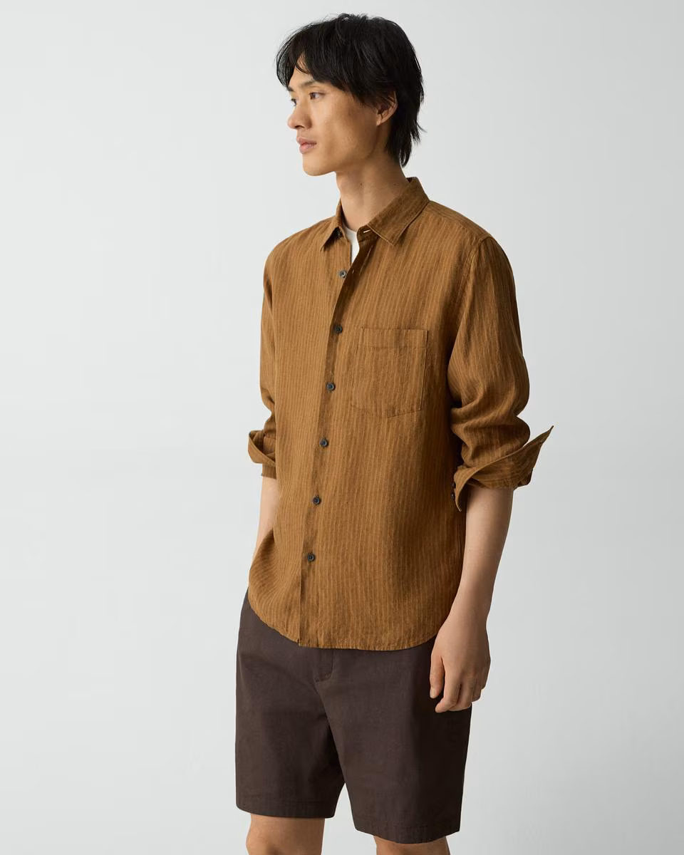 Irving Shirt in Striped Linen - Theory Factory Store