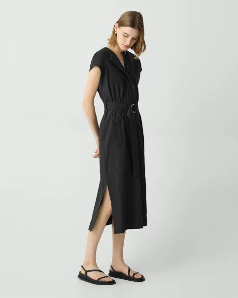 slim fit dress slacks Theory women's white Fitted Shirt Dress – Loop Generation main image 1