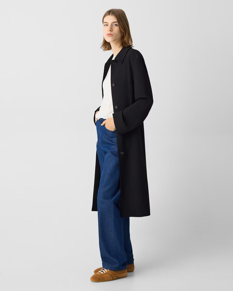 Slim Car Coat in Admiral Crepe - Theory Factory Store