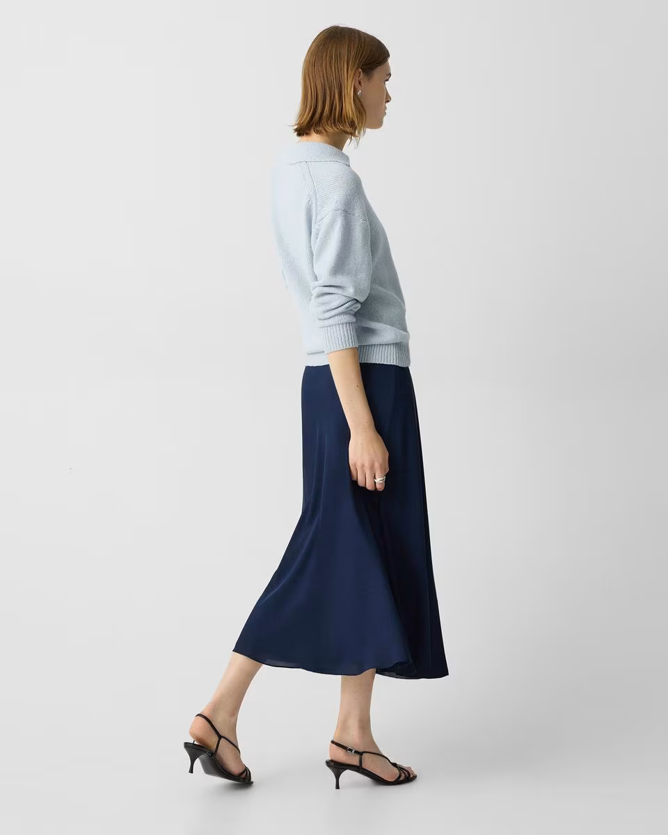 Midi Pull-On Skirt in Silk Georgette - Theory Factory Store