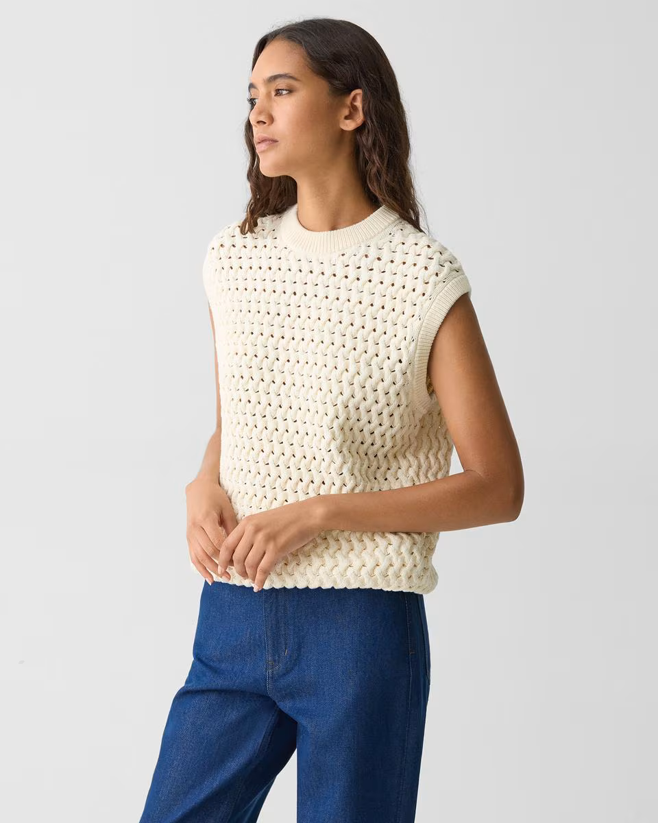 Sweater Vest in Rounded Cotton - Theory Factory Store