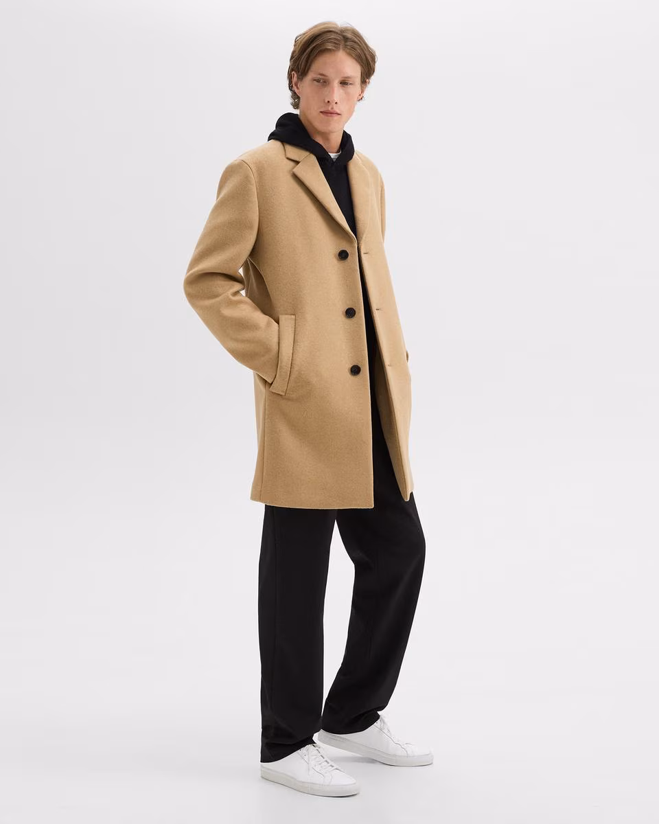 3-Button Topcoat in Recycled Wool-Blend Melton - Theory Factory Store