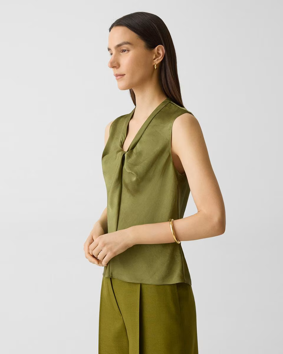 Twist Neck Blouse in Crushed Satin - Theory Factory Store