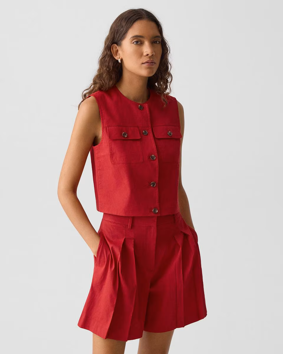 Trucker Vest in Good Linen - Theory Factory Store