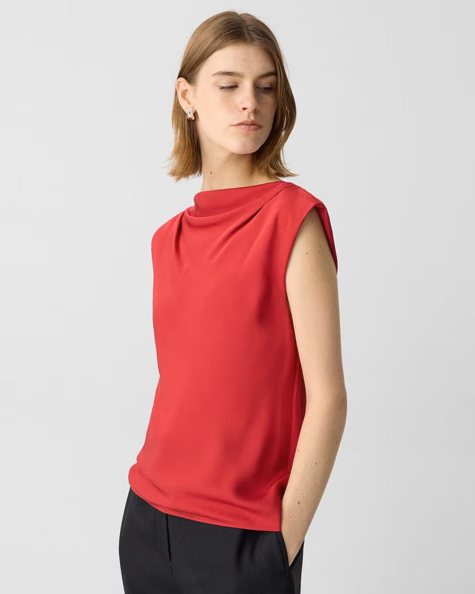 Cowl Neck Top in Silk Georgette - Theory Factory Store