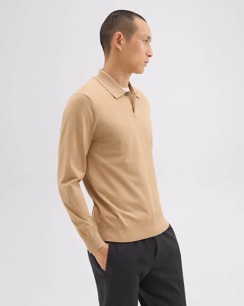 Goris Long-Sleeve Polo Shirt in Light Bilen - Theory Factory Store