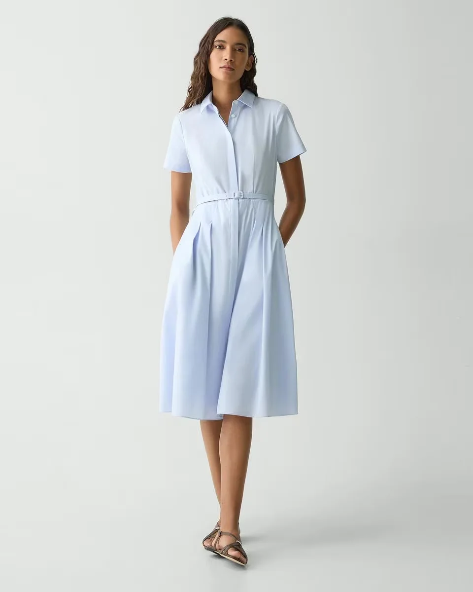 theory short sleeve shirt dress in good cotton Good Cotton Short-Sleeve Shirt Dress
