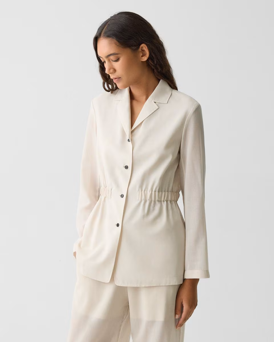 Cinch Waist Jacket in Airy Shirting - Theory Factory Store
