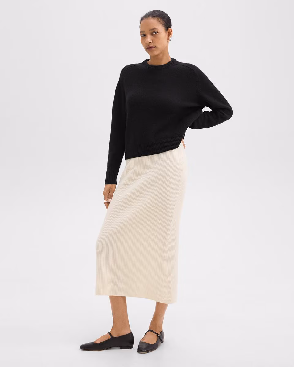 Midi Pull-On Skirt in Felted Wool-Cashmere - Theory Factory Store