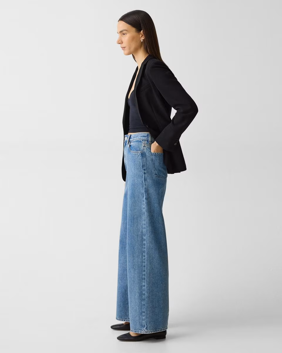 High-Waisted Wide-Leg Pant in Relaxed Denim - Theory Factory Store
