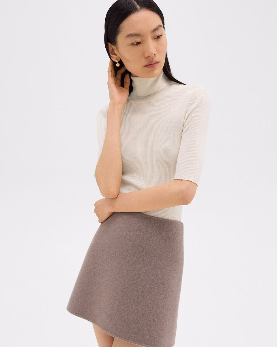 Leenda Short-Sleeve Turtleneck in Regal Wool - Theory Factory Store