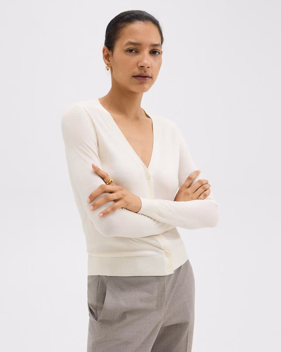 V-Neck Cardigan in Regal Wool - Theory Factory Store