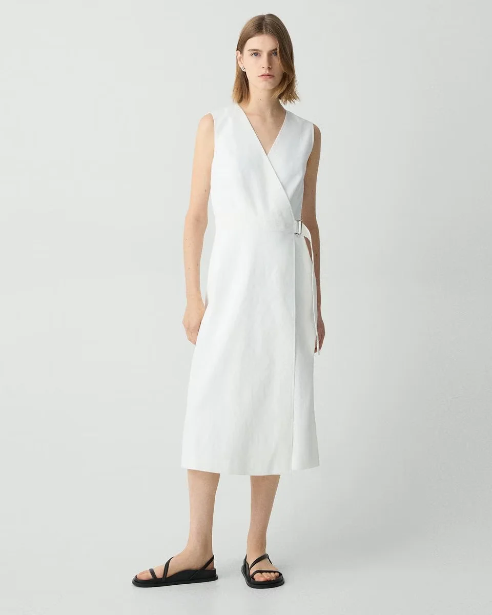 knee length dresses for ladies Chiffon Floral Wrap Midi A Line Dress | A-Line Dress