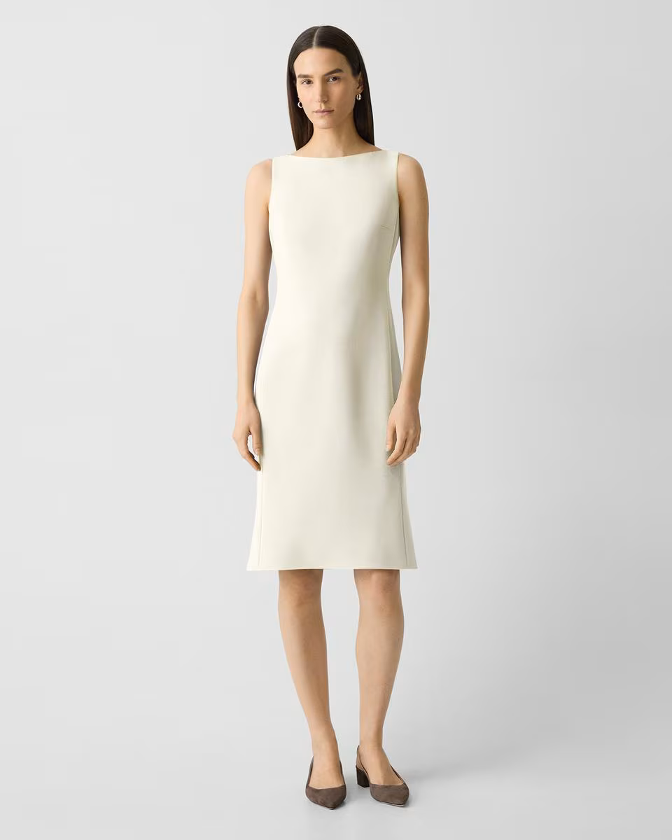 Flared Dress in Admiral Crepe - Theory Factory Store