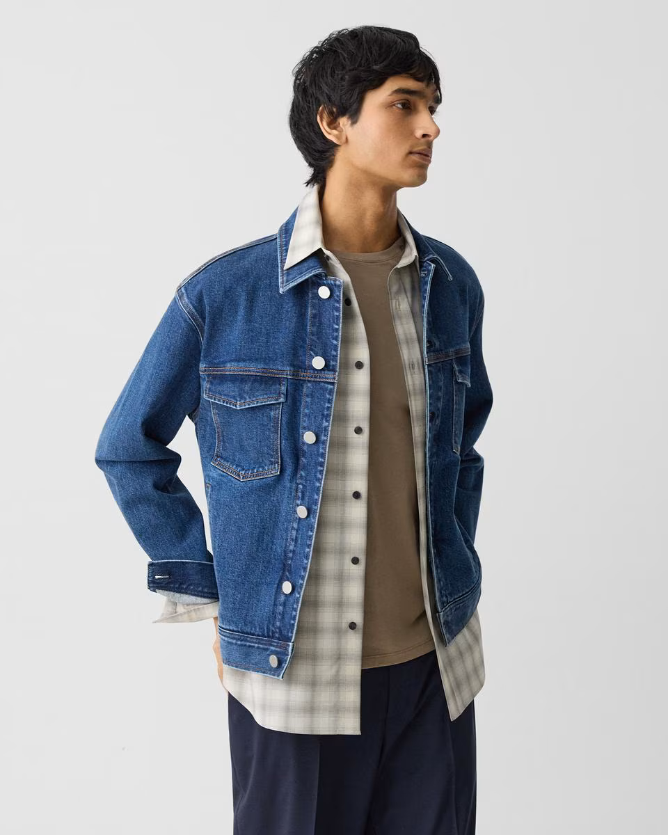 City Trucker Jacket in Stretch Denim - Theory Factory Store