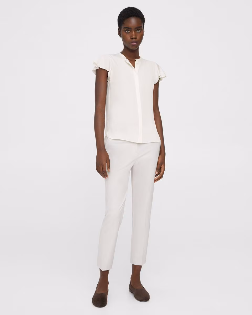 Ruffle Sleeve Top in Silk Georgette - Theory Factory Store