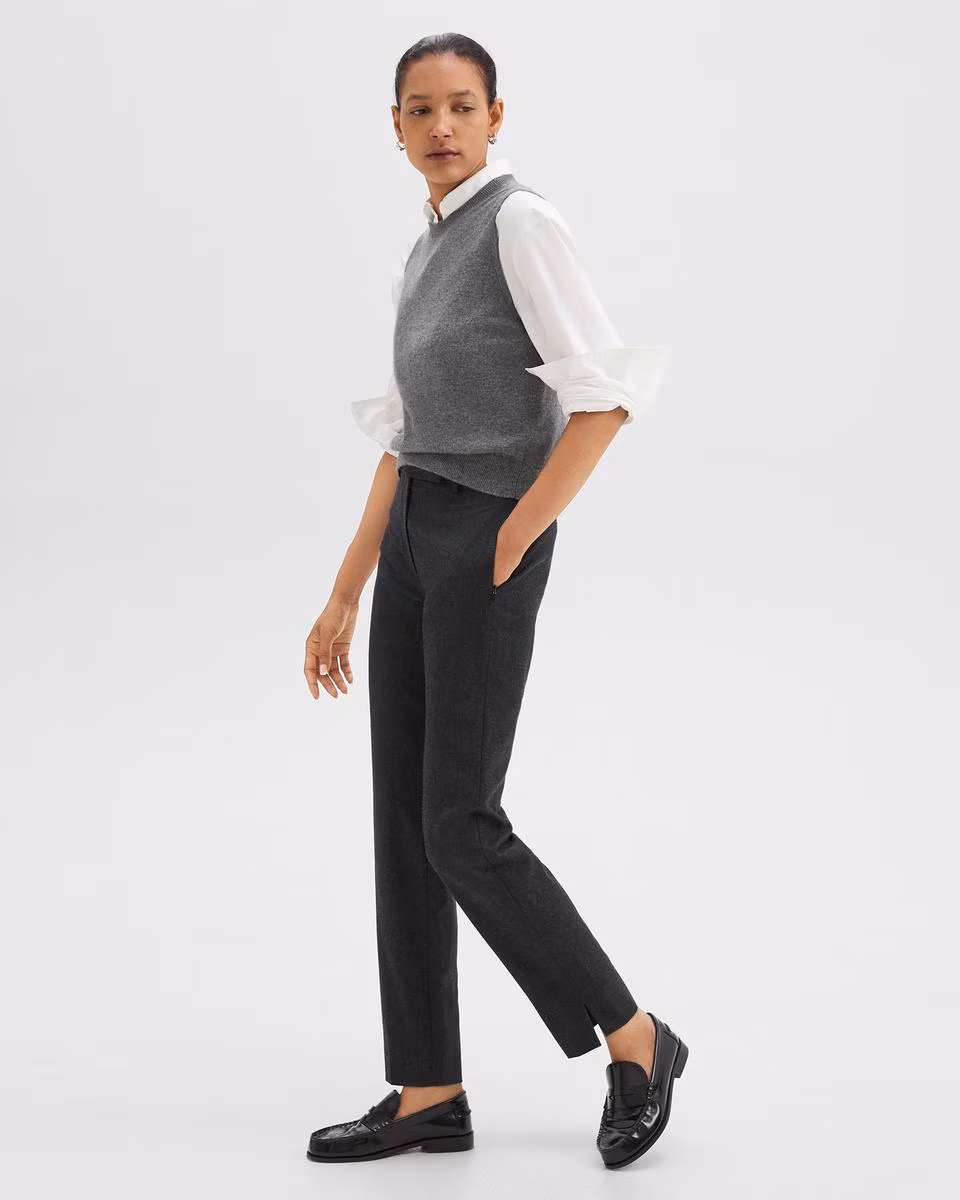 Tapered High-Waist Pant in Sleek Flannel - Theory Factory Store