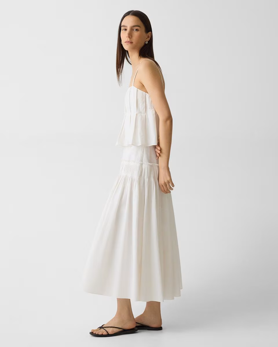 Accordion Maxi Skirt in Cotton-Blend | Theory Outlet - Theory Factory Store