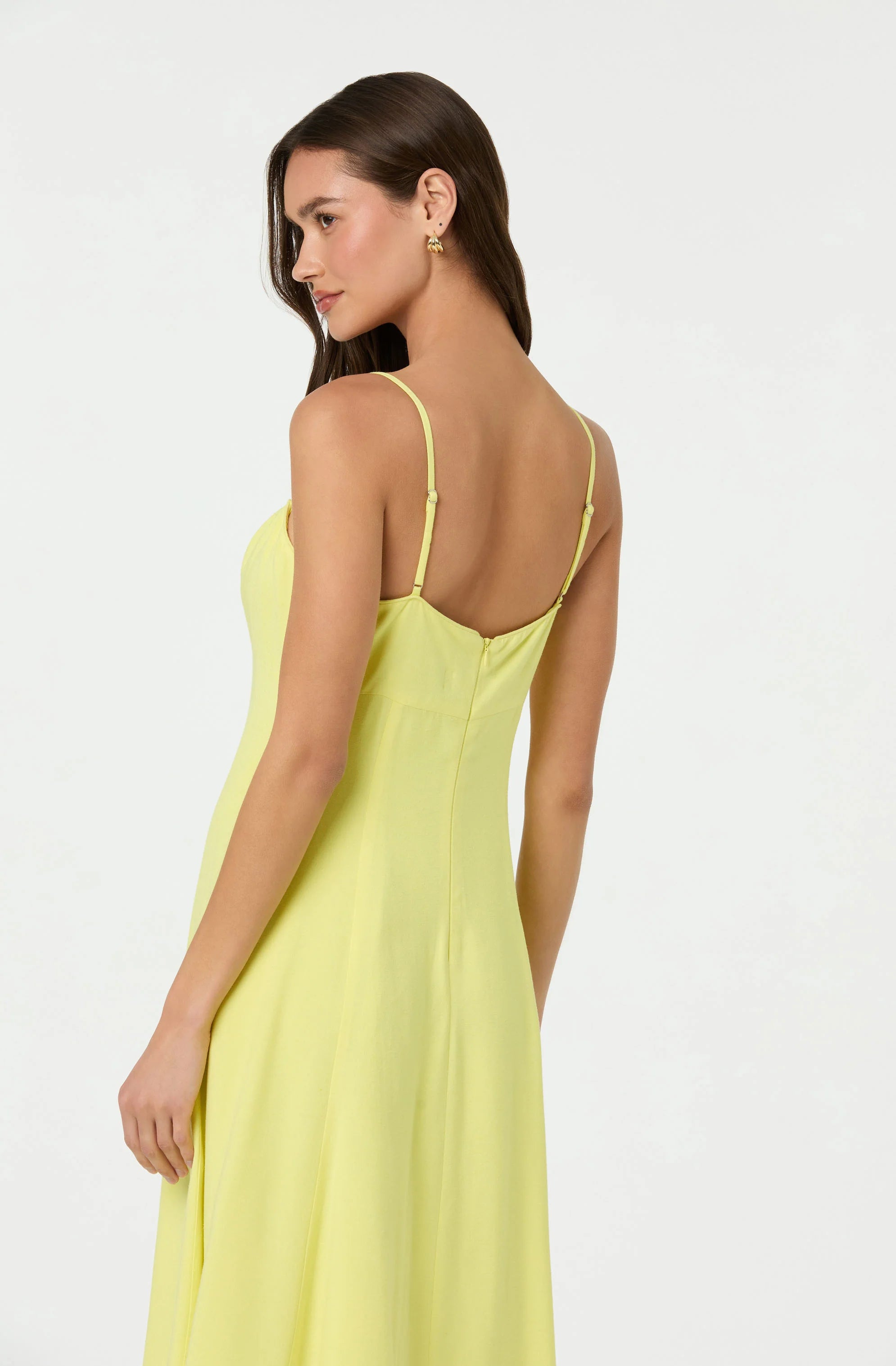 Linen-Blend A-Line Midi Dress