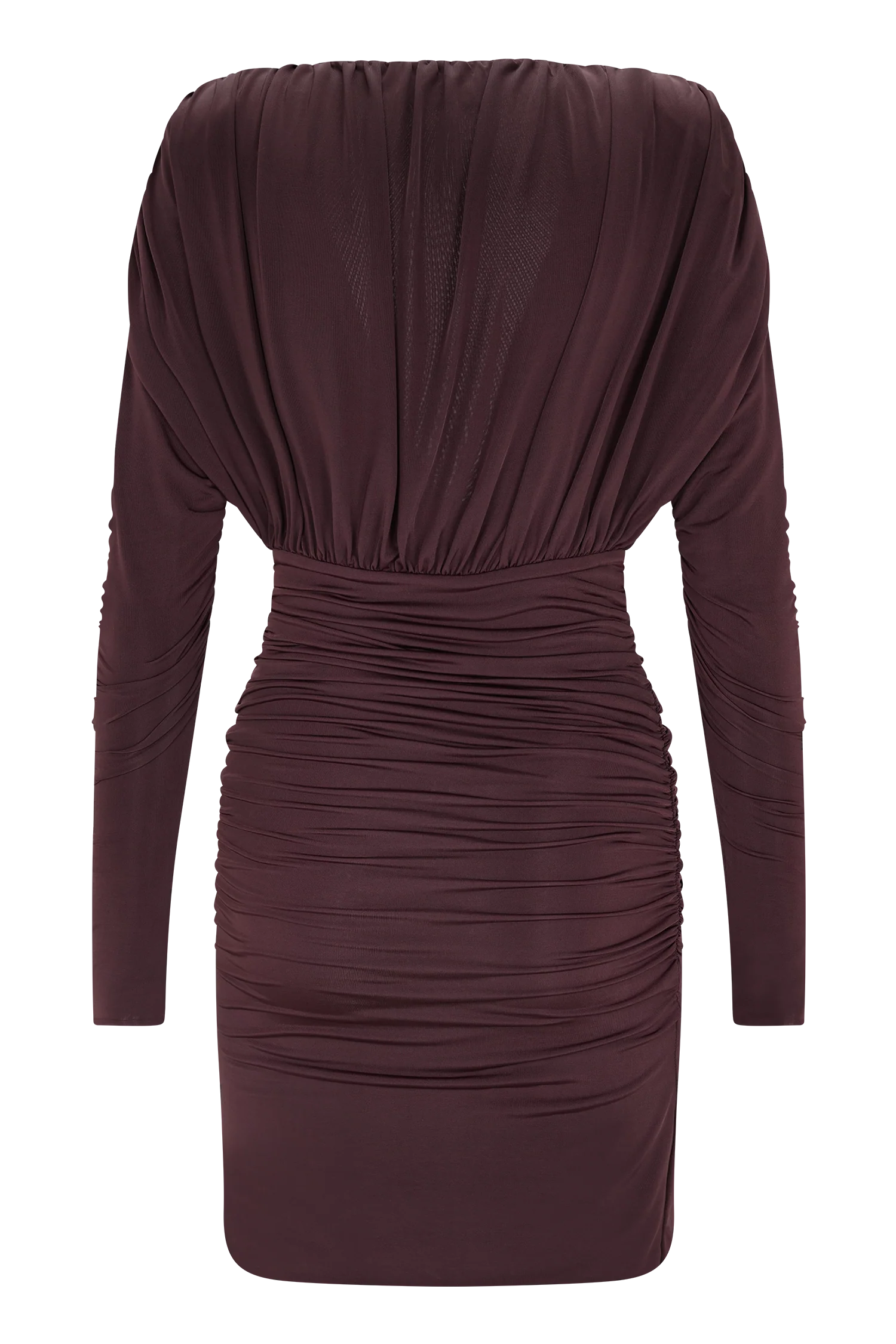 Hayden Long Sleeve Plunge Mini Dress - Burgundy