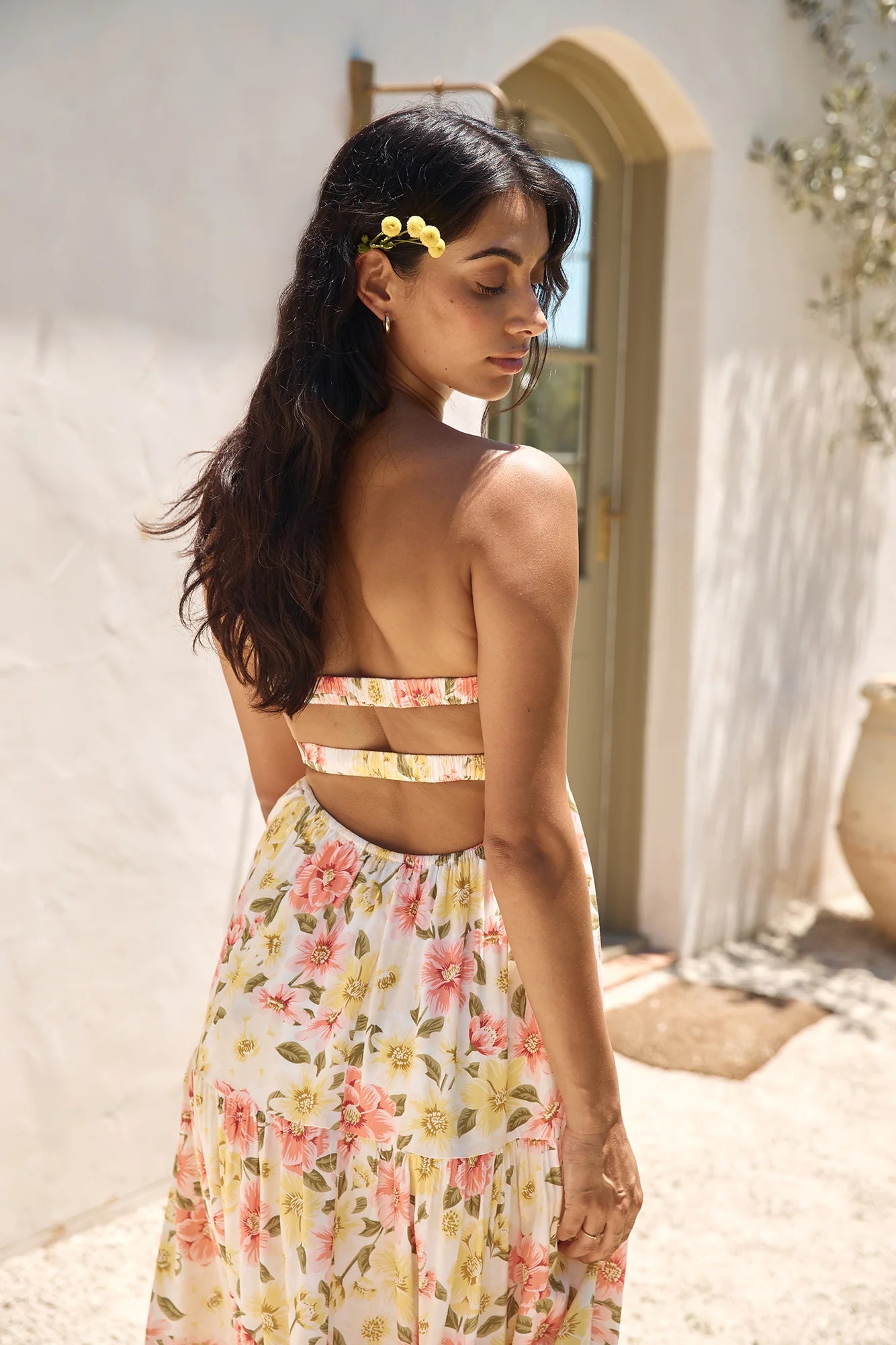 Field Wanderer Strapless Maxi Dress Yellow