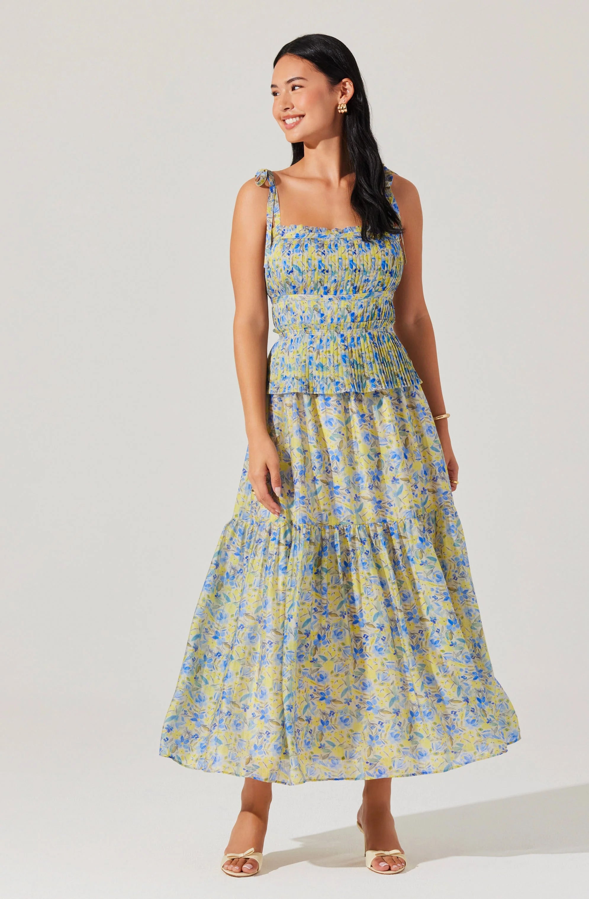 Ethelind Floral Pleated Maxi Dress