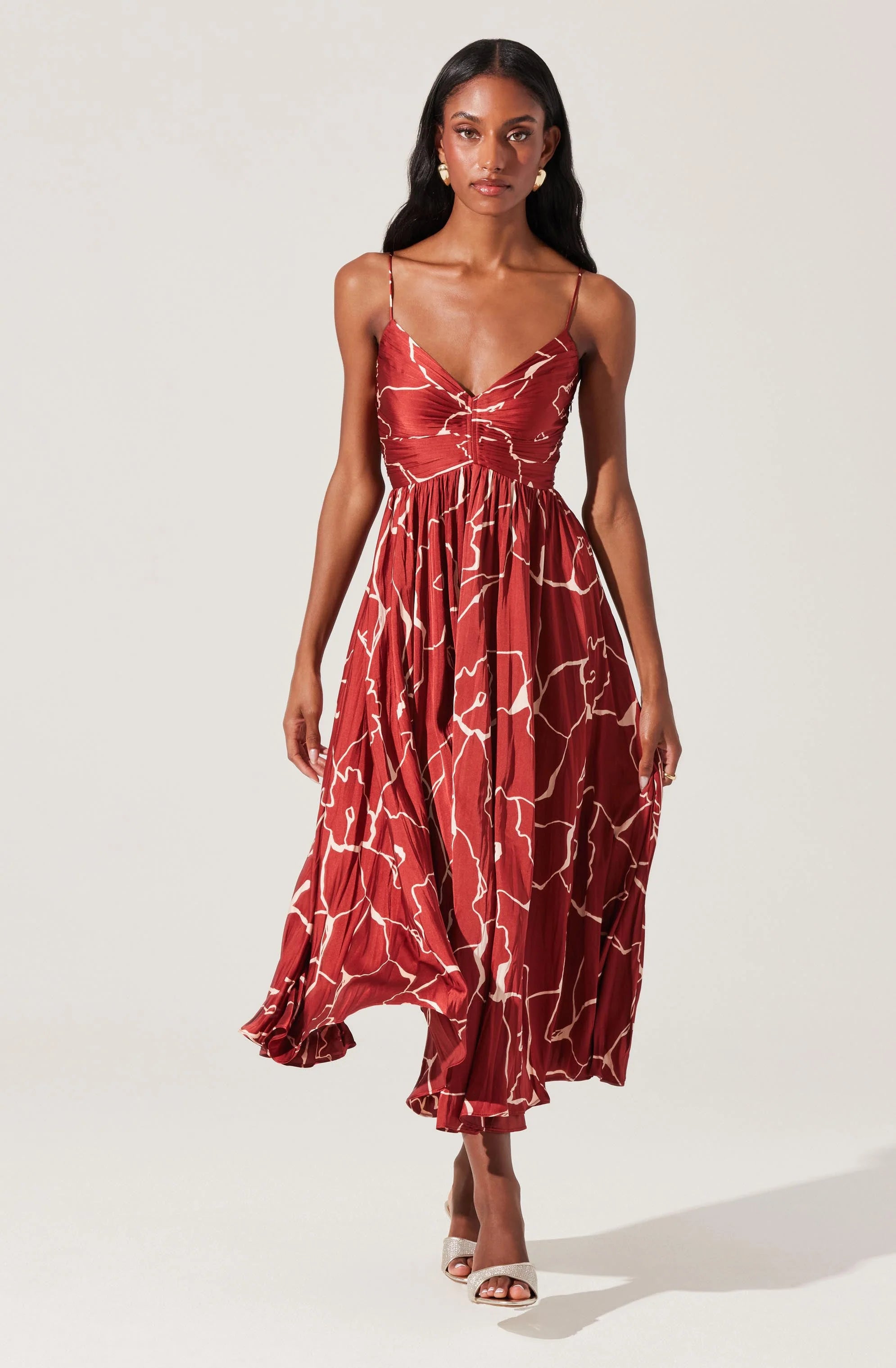 Maeve Printed Pleated Midi Dress