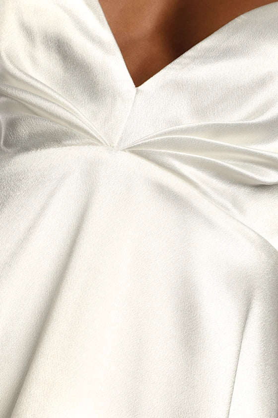 Happily Yours Ivory Satin Skater Mini Dress