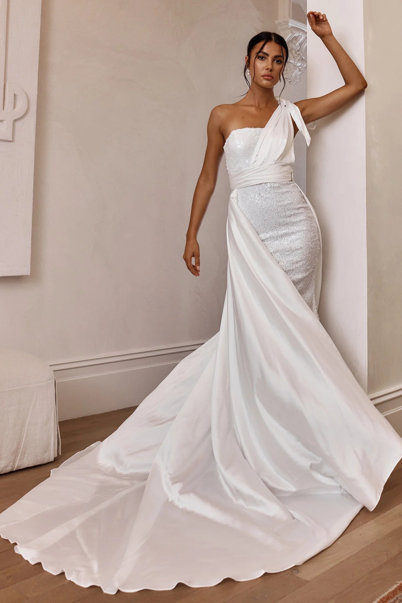 Francene Two Piece Sequin Maxi Dress White