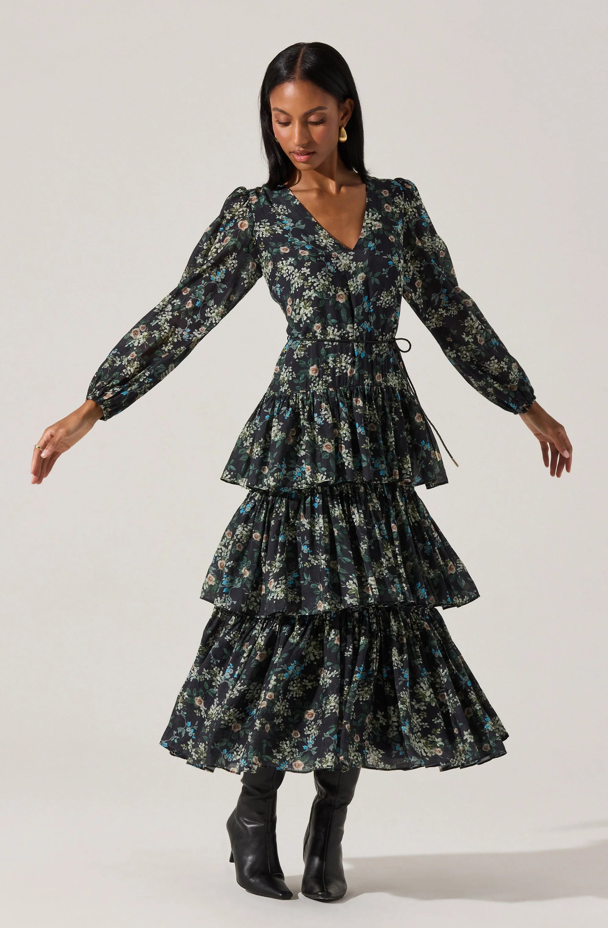 Franchesca Tiered Ruffle Midi Dress