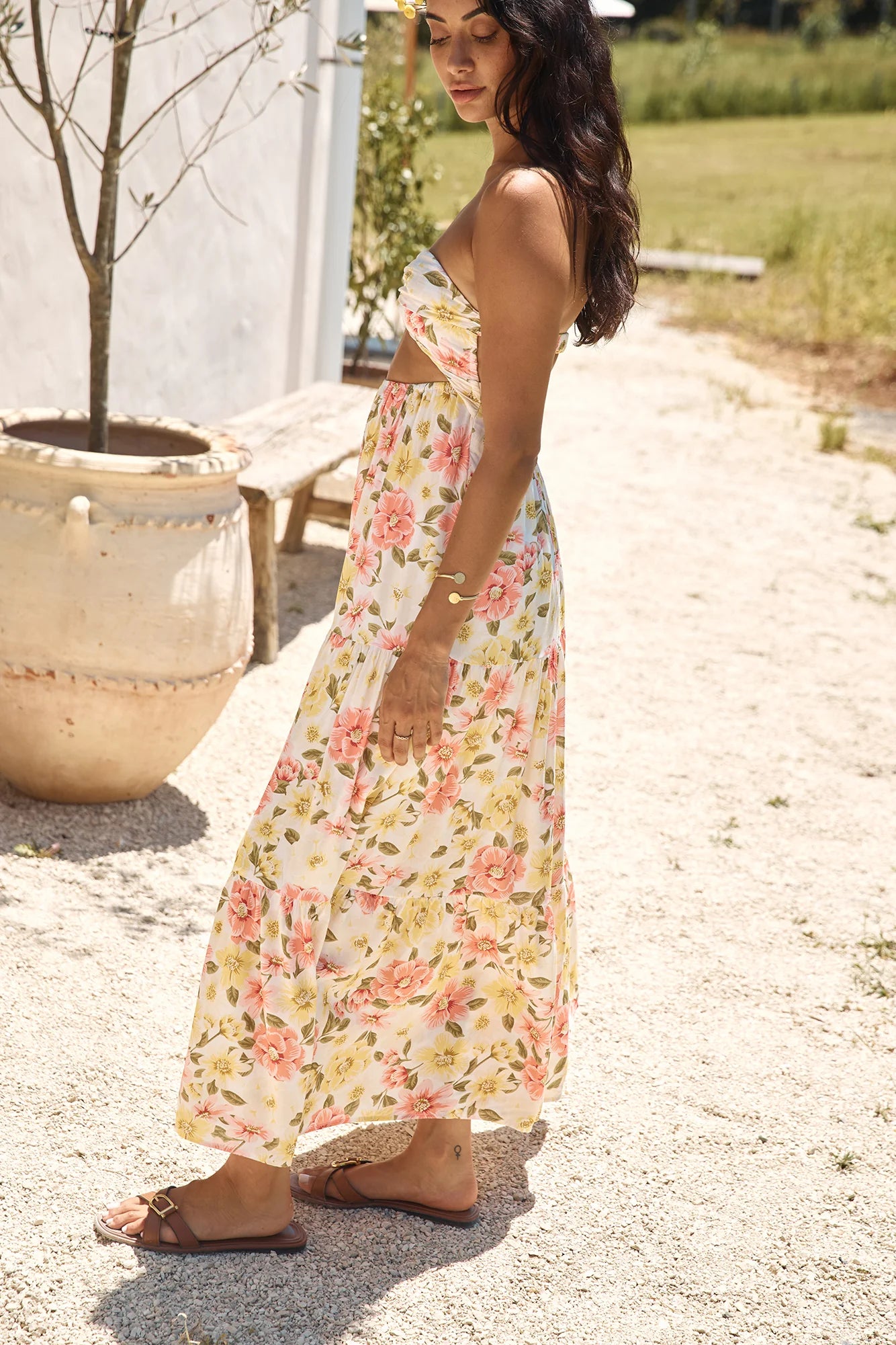 Field Wanderer Strapless Maxi Dress Yellow
