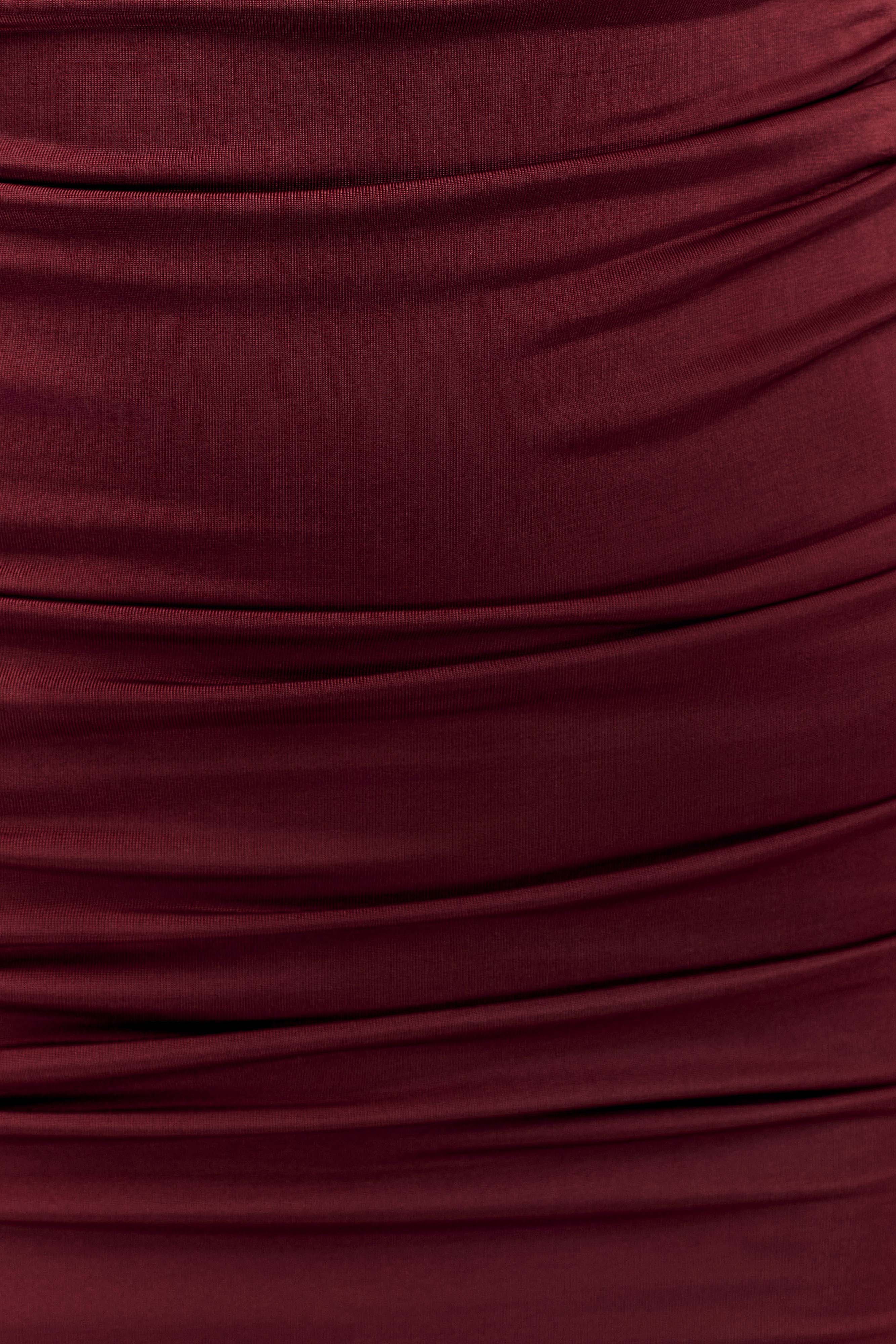 Hayden Long Sleeve Plunge Mini Dress - Burgundy