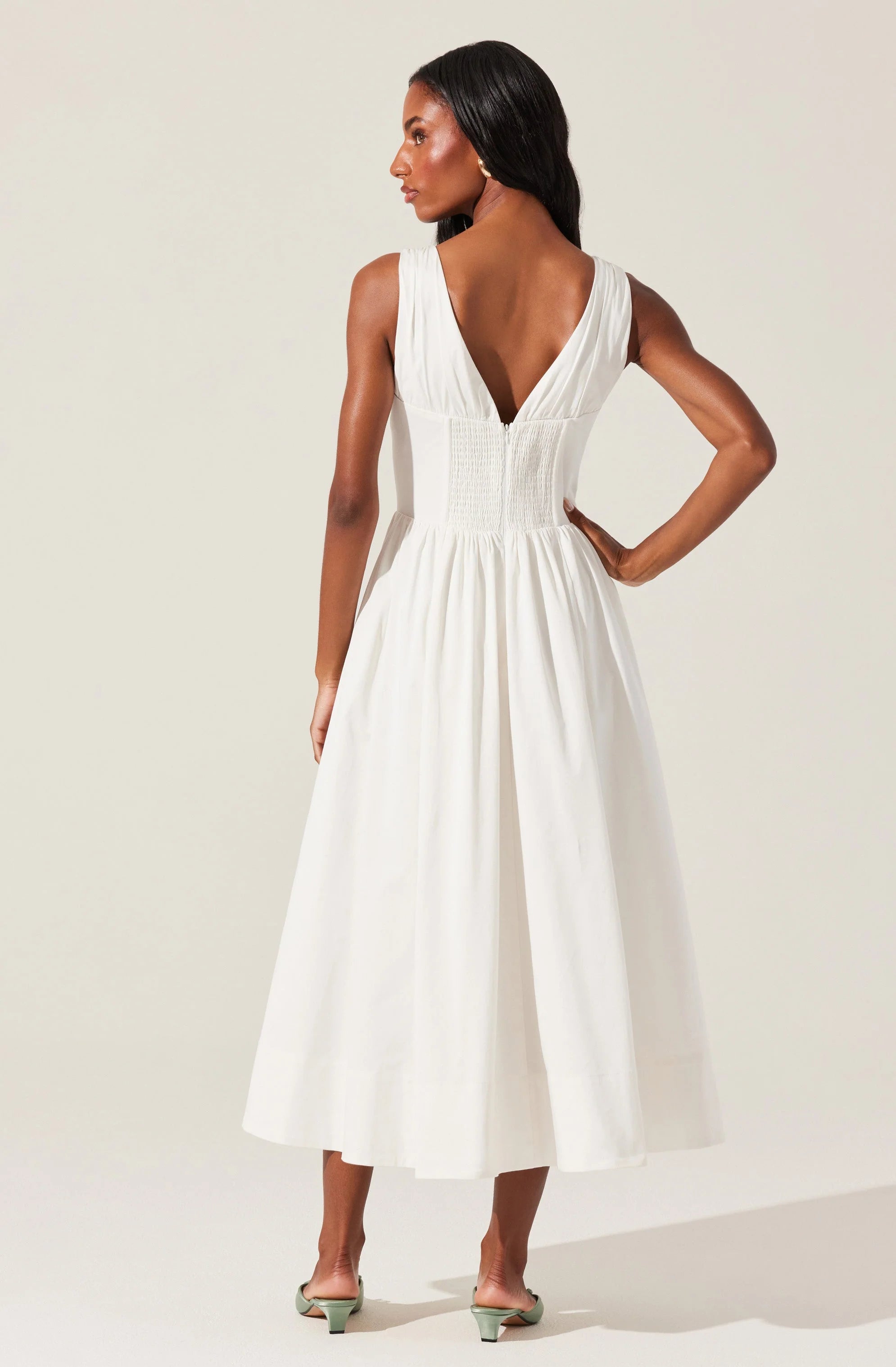 Maili Corset Poplin Midi Dress