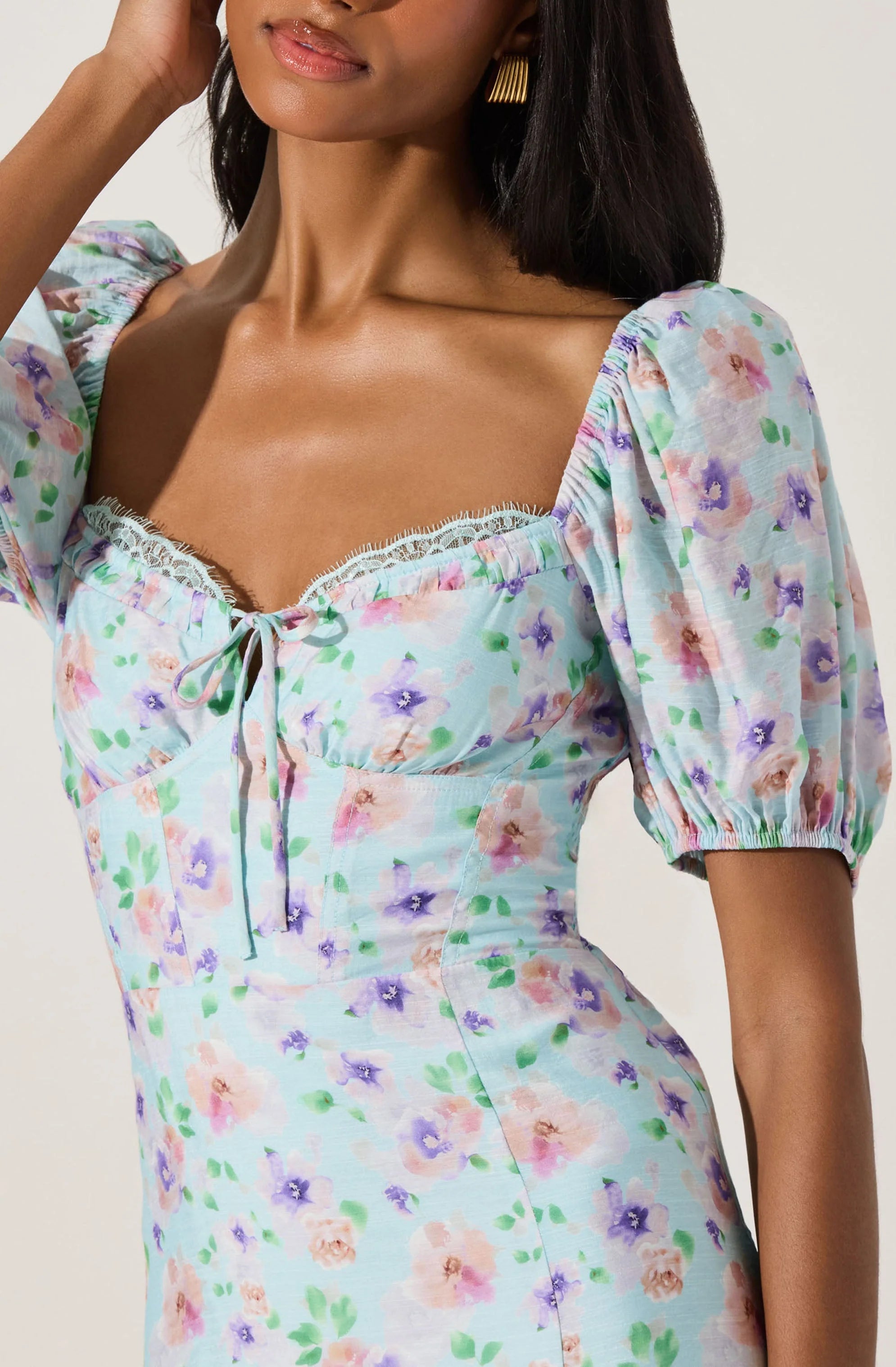 Lace Trim Bustier Midi Dress
