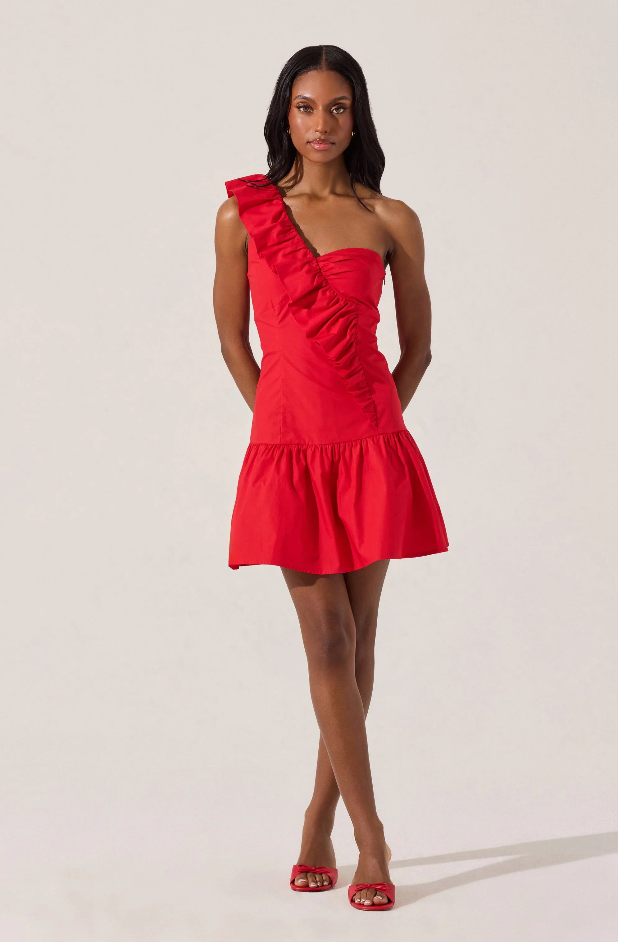 One Shoulder Ruffle Mini Dress
