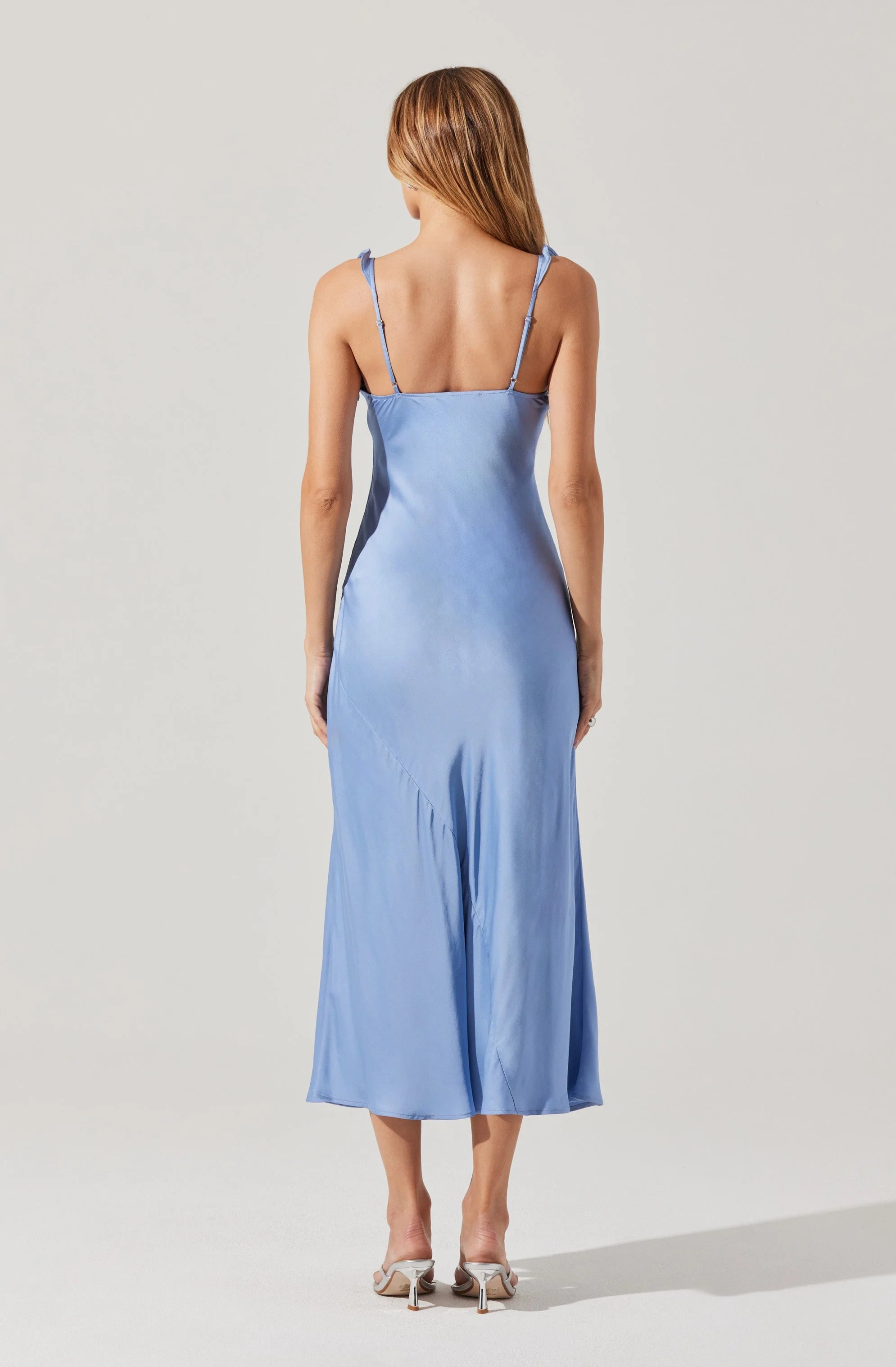 Zoie Satin Ruffle Midi Dress