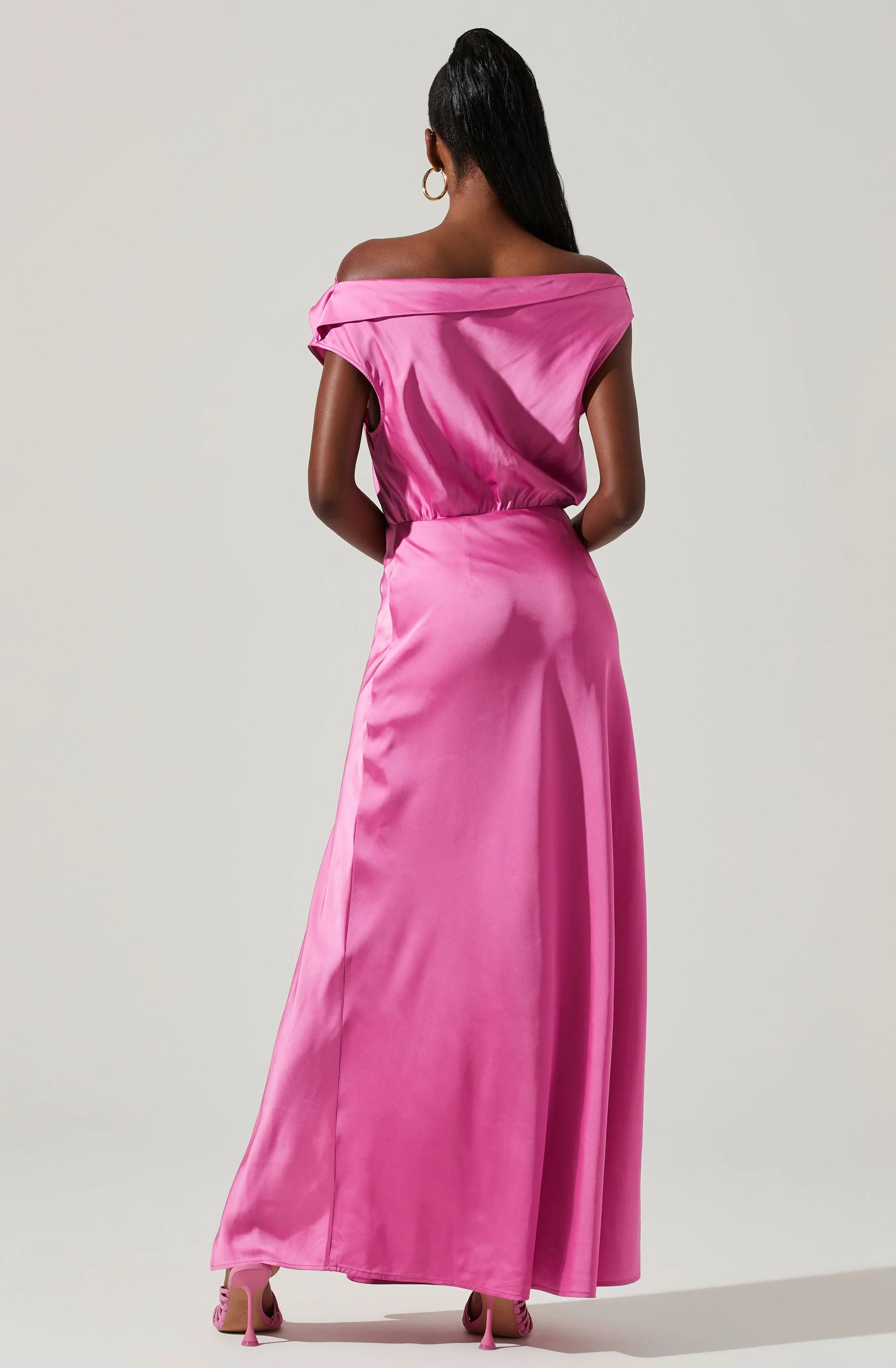 Monroe Satin Off Shoulder Maxi Dress