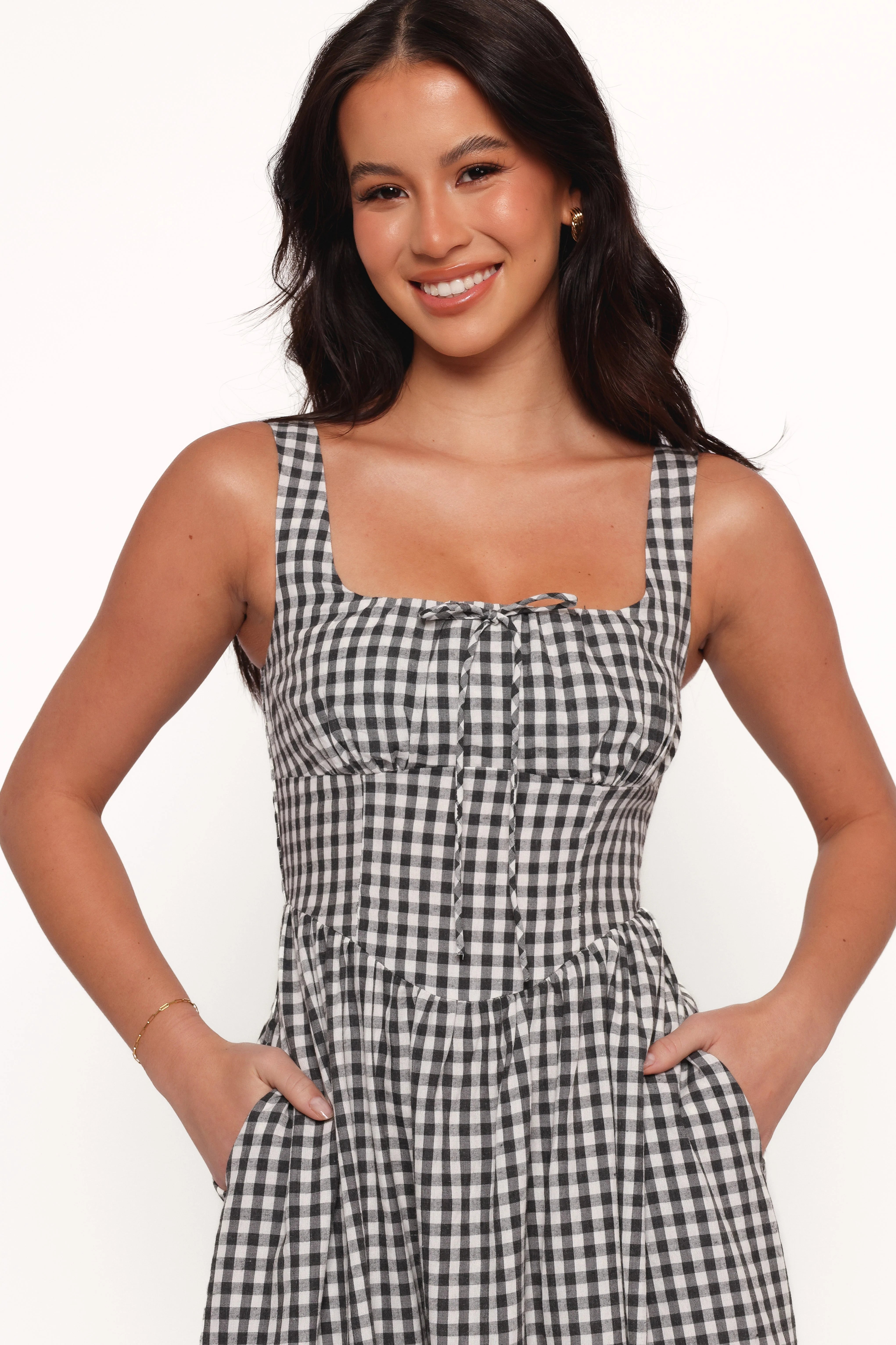 Kinslee Midi Dress - Black Gingham
