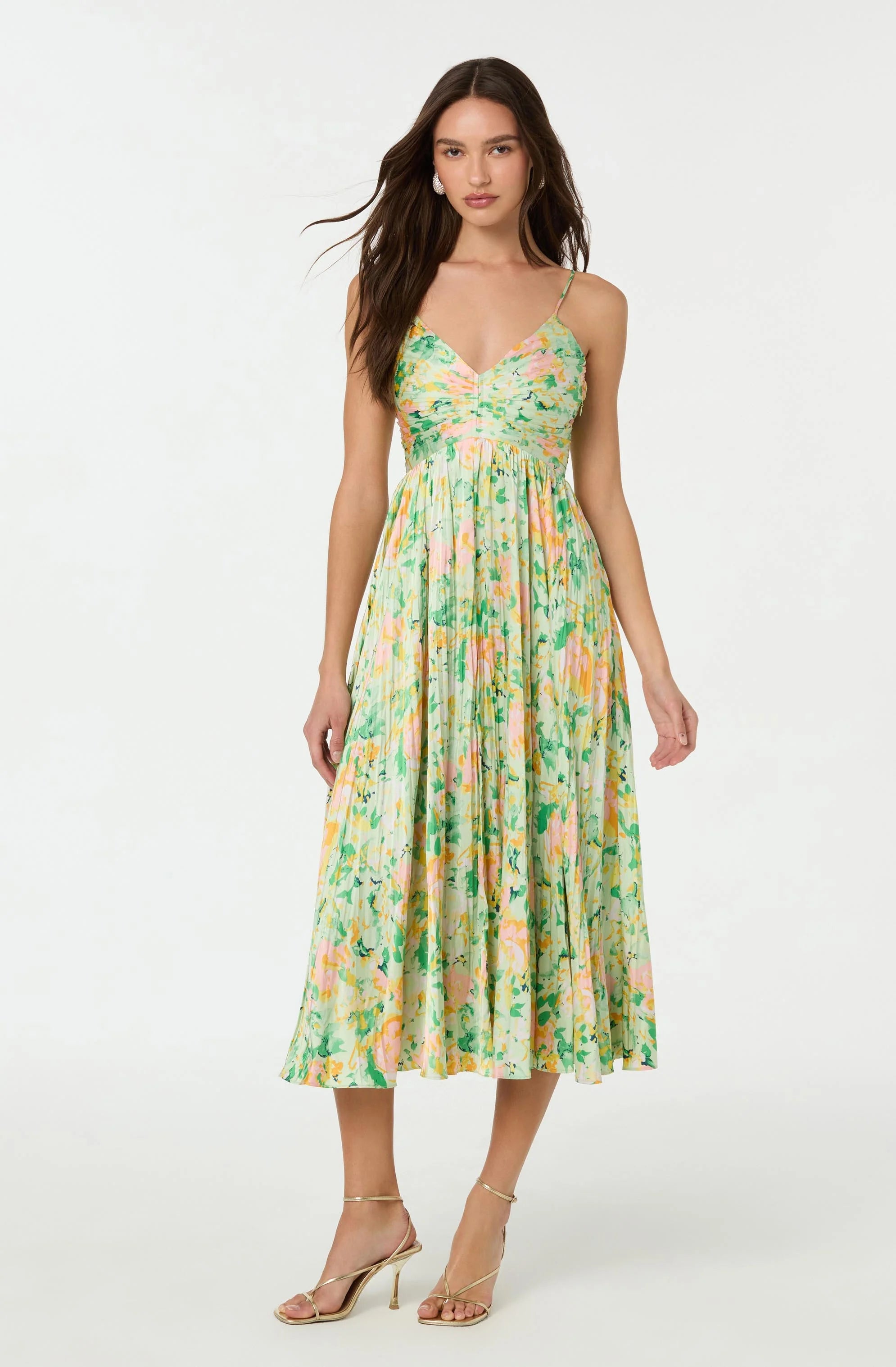 Maeve Printed Pleated Midi Dress