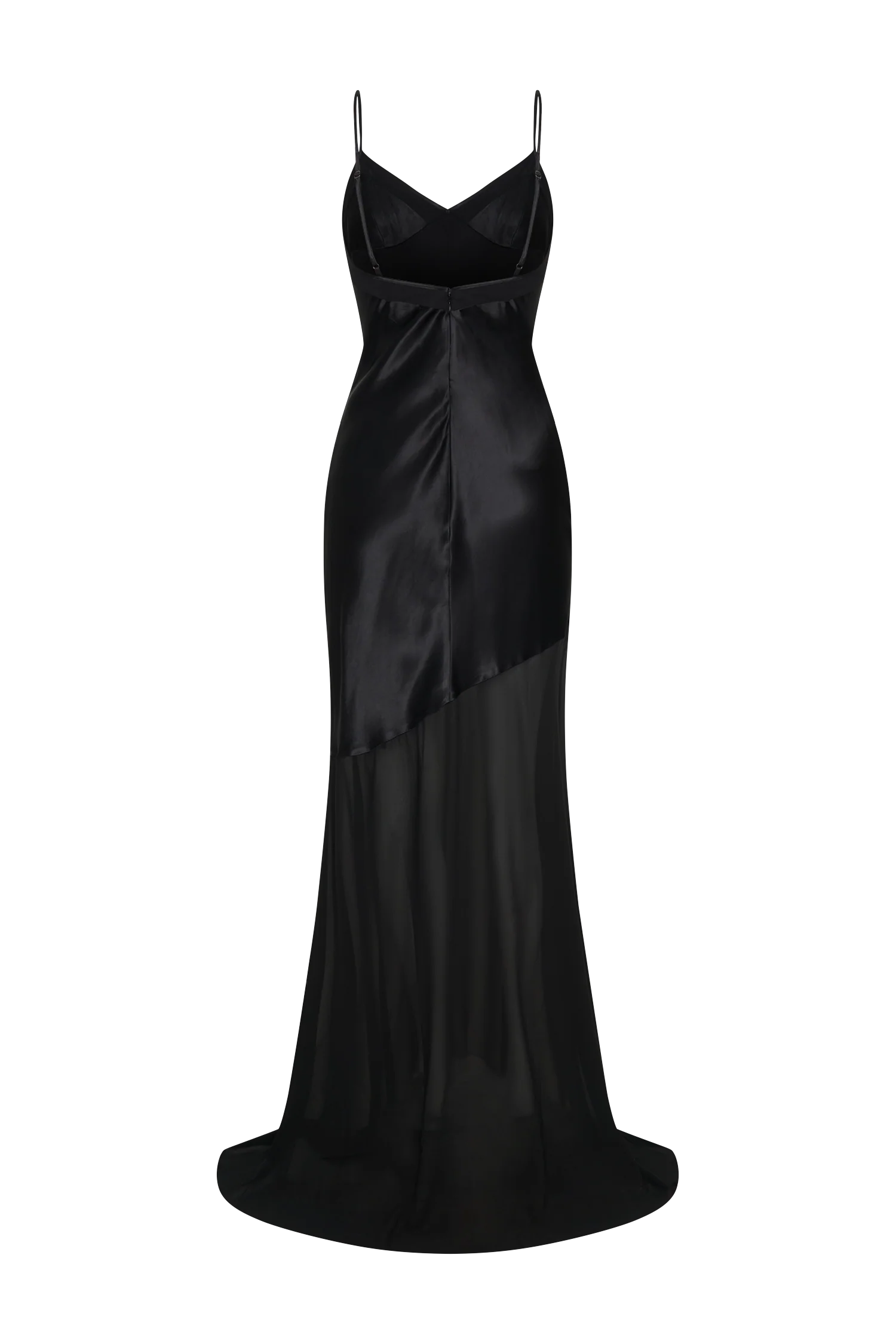 Evelyn Iridescent Satin Maxi Dress - Black