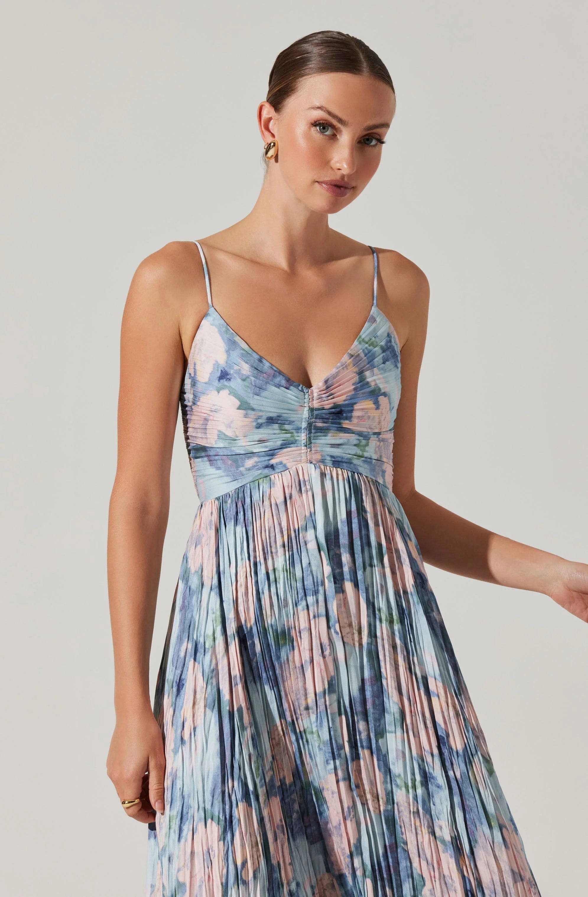 Maeve Printed Pleated Midi Dress