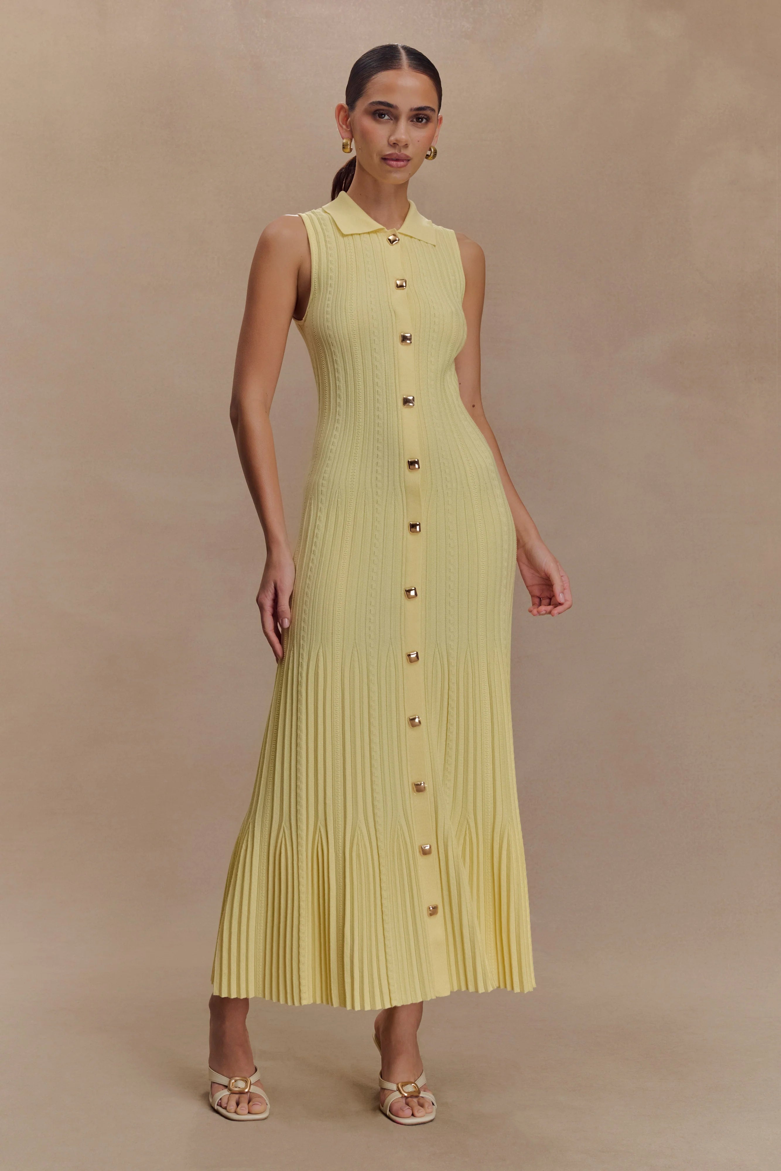 Margie Sleeveless Knit Midi Dress - Lemon